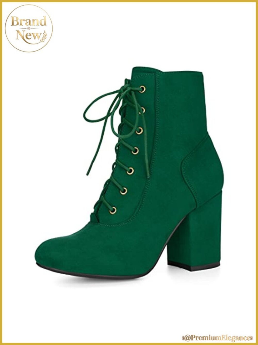 Faux Suede Chunky Heel Ankle Booties Lace Up Zip Padded Insole